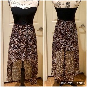 Wet Seal Strapless Leopard Print High Low Dress size Medium